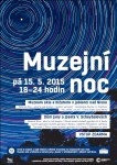 Plakát s popisem muzejní noci v muzeu skla a bižuterie Jablonec nad Nisou a muzeí v Liberci